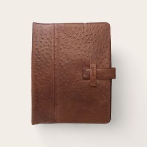 Bodhi Brown Ostrich Leather Portfolio Ipad Case